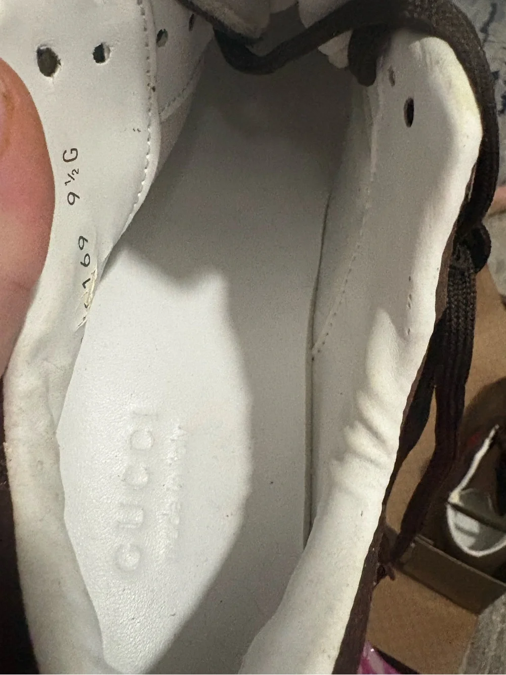 Gucci Brown Suede Sneakers with Red Web Stripe never been worn even one time